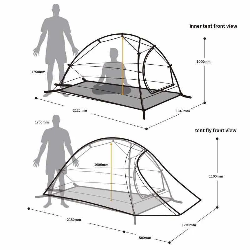 1 Person Ultralight 20D Silicone Dome Tent - Double-layer Outdoor Camping  Tents