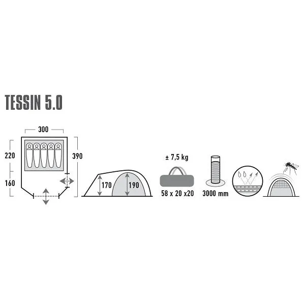 德國5人防水豪華蒙古營 Tessin 5.0 Nimbus Grey