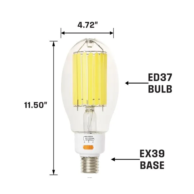 63/73/85 Wattage Selectable ED37 Filament LED 5000K EX39 (Extended Mogul) Base 120-277 Volt, Box