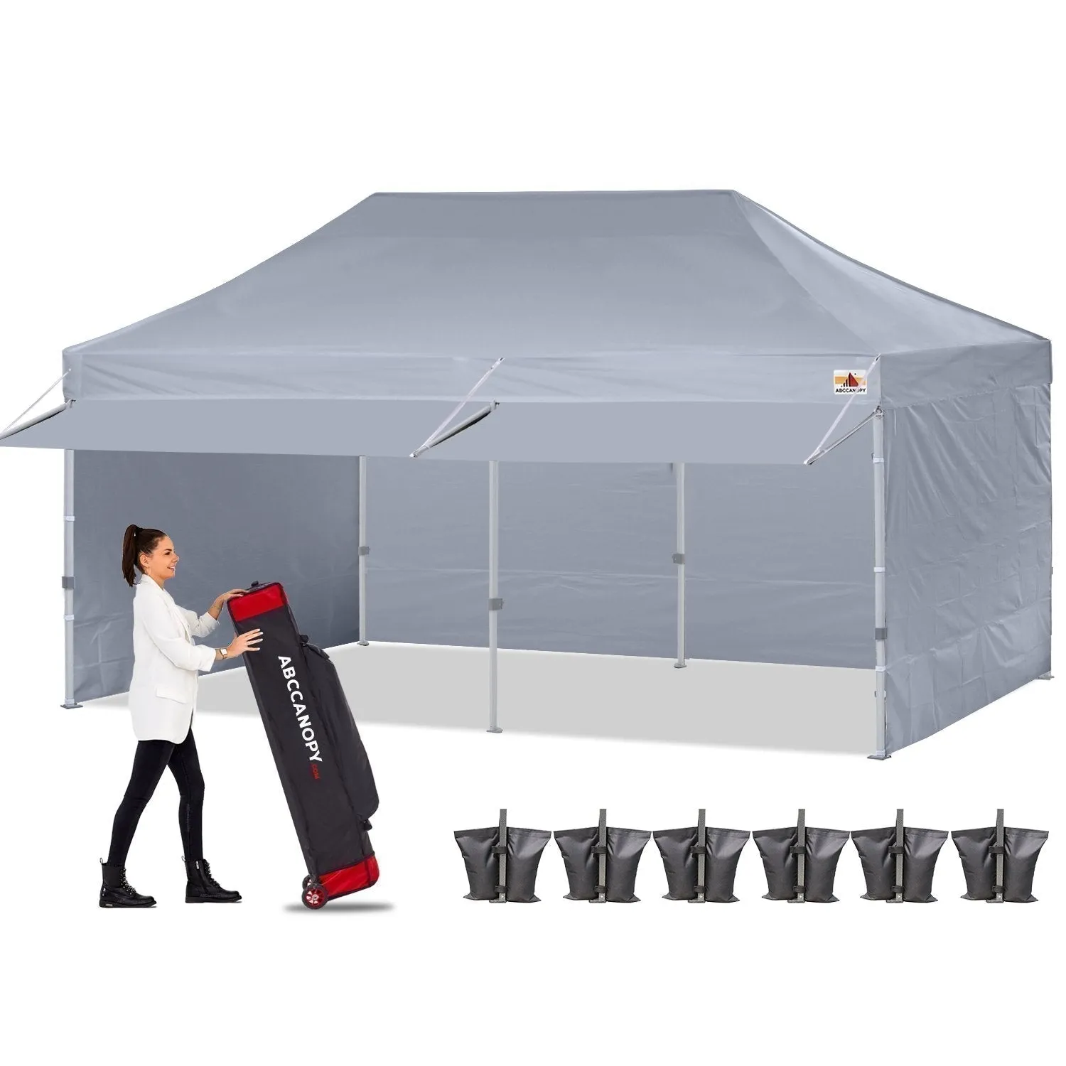 ABCCANOPY S1 Commercial Pop Up 10x10/10x20 Canopy Tent with Awning and Sidewalls