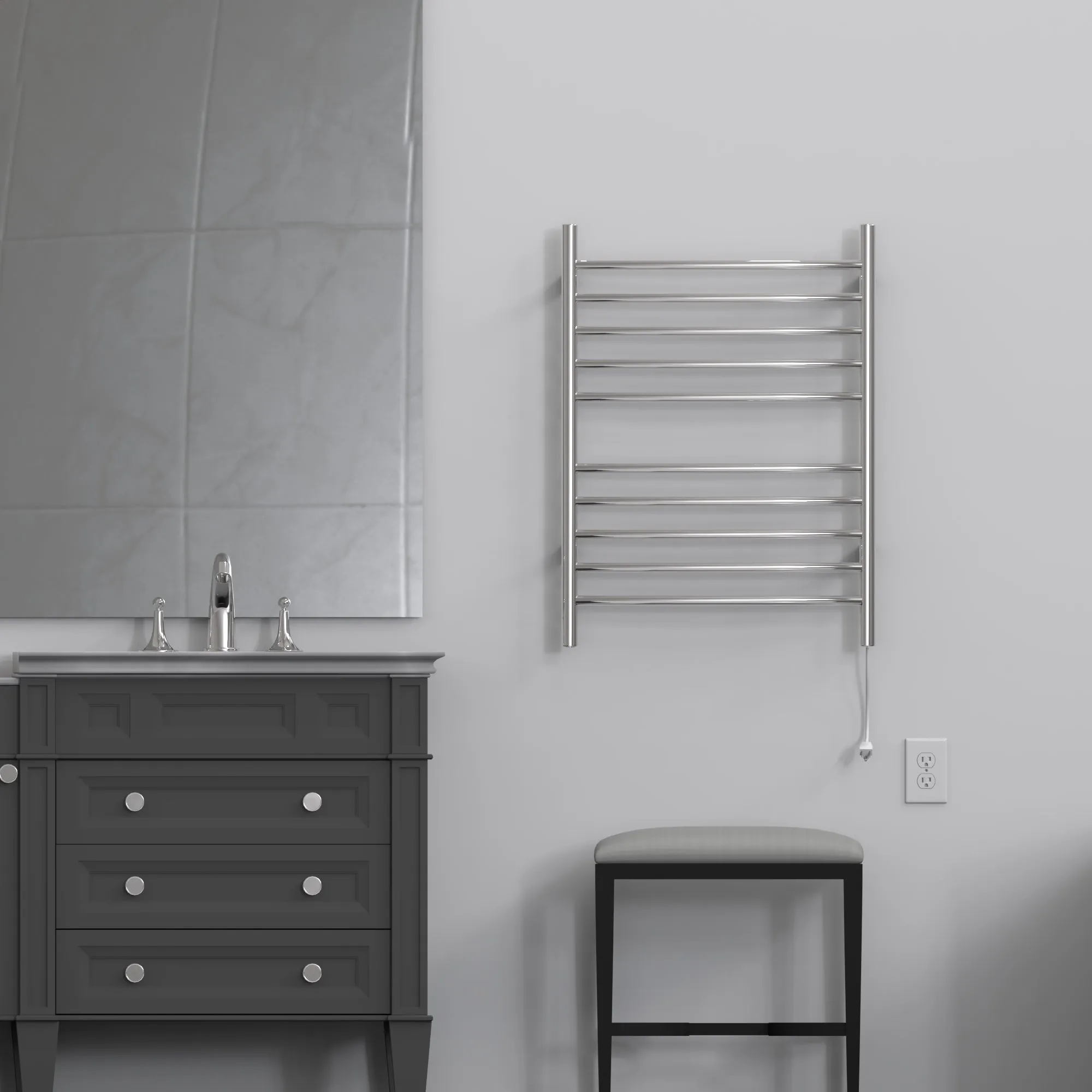 Amba RWH-CP Radiant Hardwired   Plug-in Combo Curved 10 Bar Towel Warmer in Polished