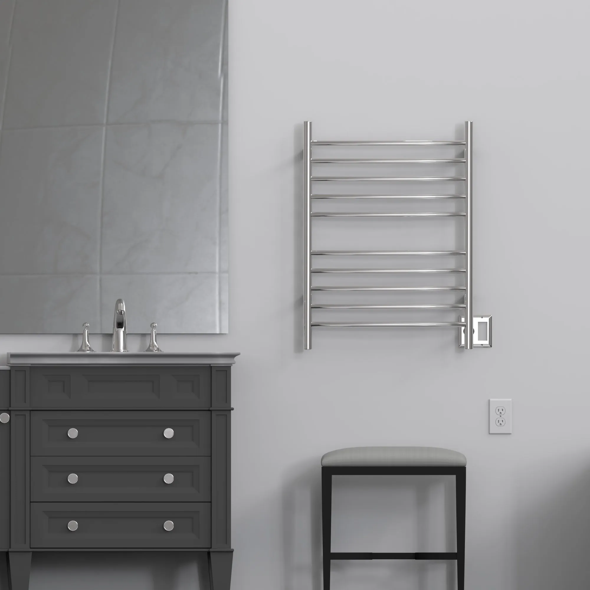 Amba RWH-CP Radiant Hardwired   Plug-in Combo Curved 10 Bar Towel Warmer in Polished