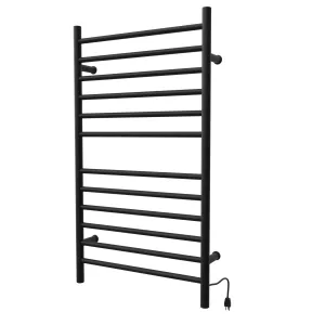 Amba RWHL-SMB Radiant Large Hardwired   Plug-in Combo Straight 12 Bar Towel Warmer in Matte Black