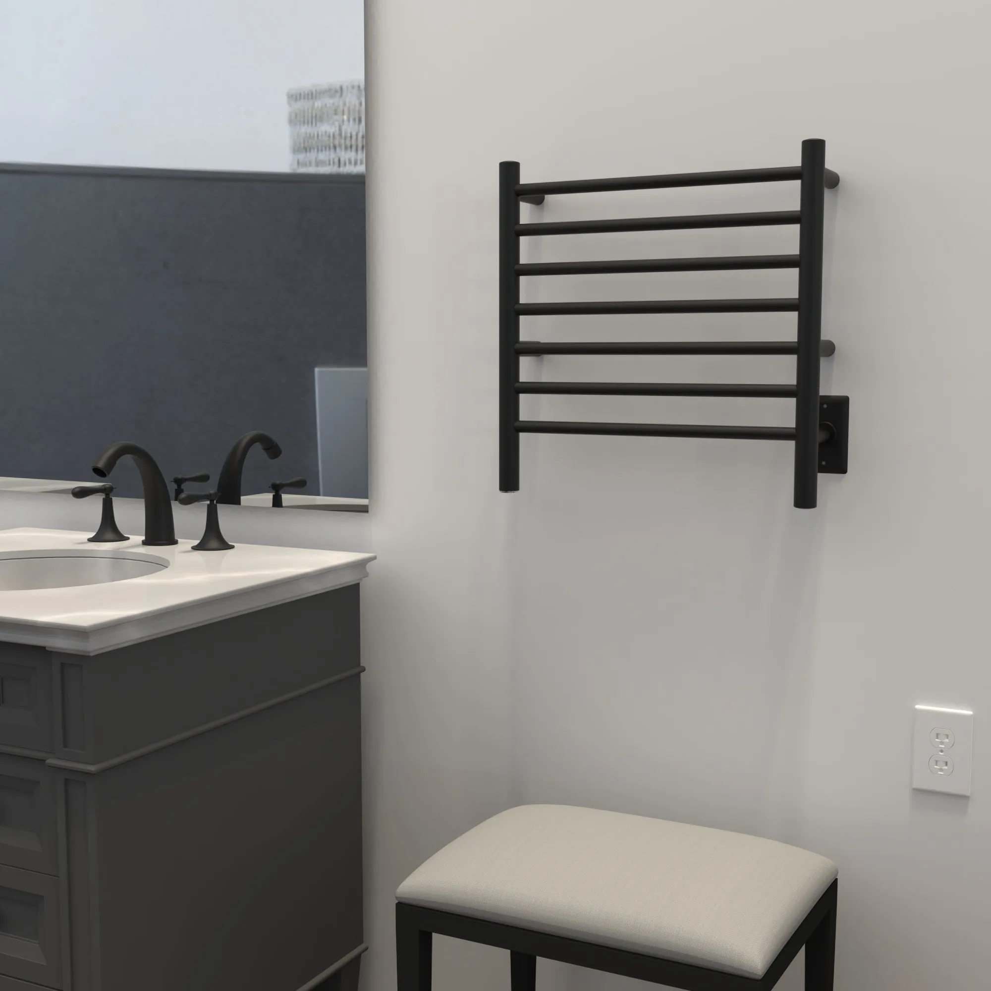 Amba RWHS-SMB Radiant Small Hardwired   Plug-in Combo 7 Bar Towel Warmer in Matte Black