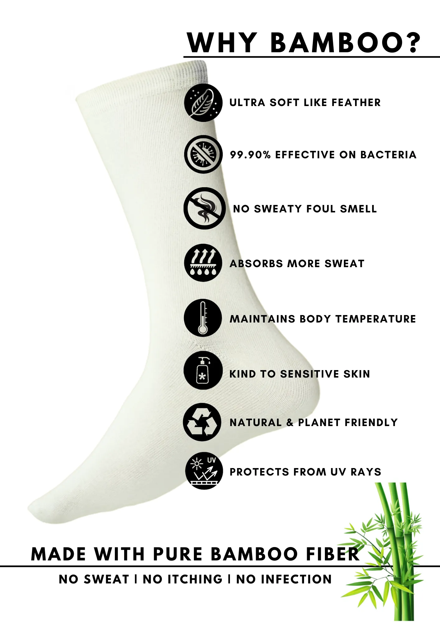 Bamboo Fabric Socks | White, Black and Navy | Pack of 2 – Soft, Breathable, Eco-Friendly Comfort