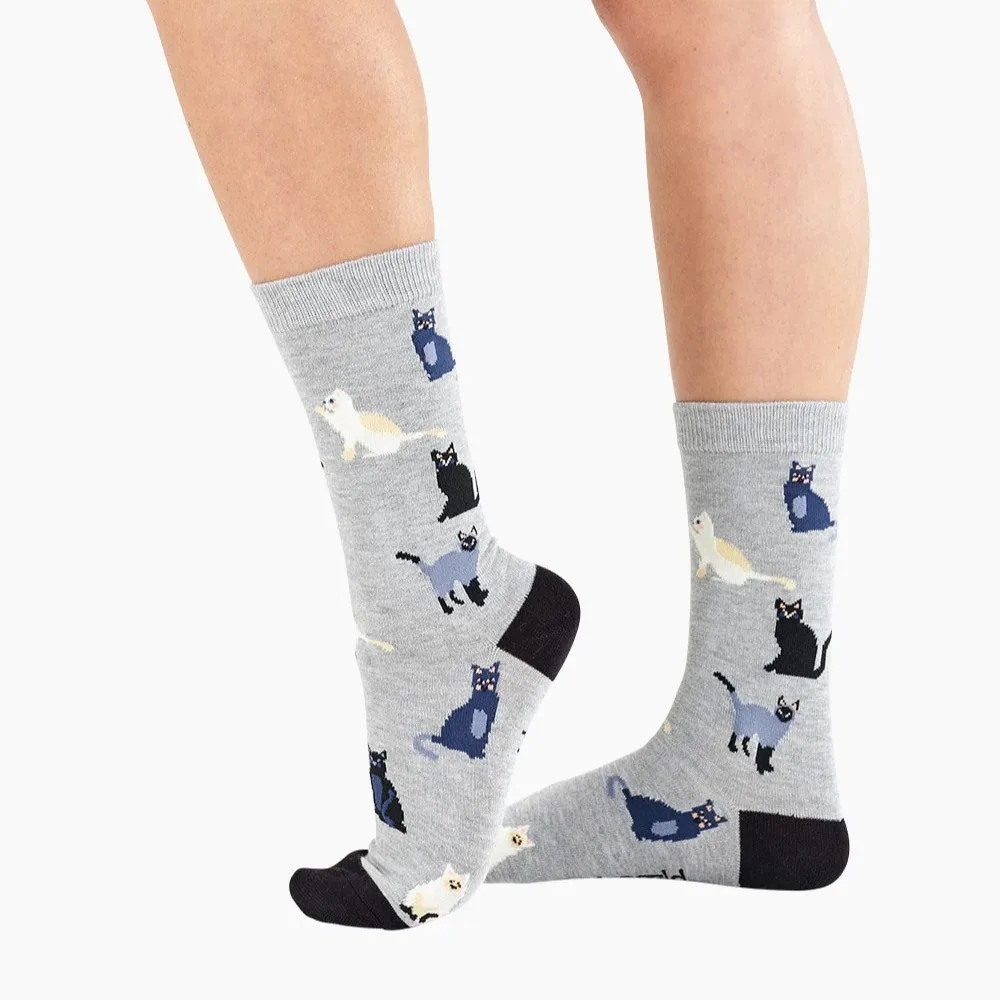 Bamboozld: Womens Cats Grey Bamboo Sock