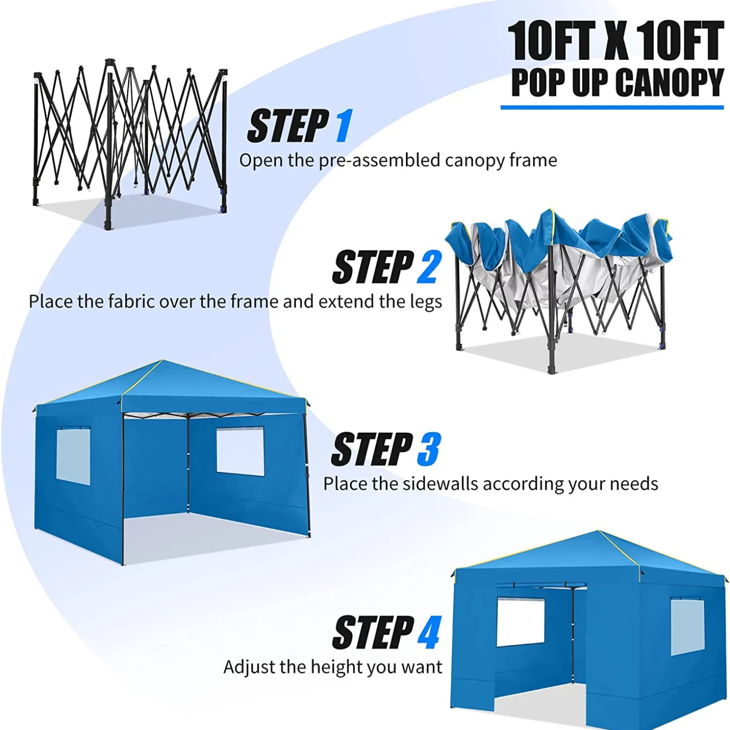 COBIZI 10x10 Pop-Up Outdoor Waterproof  Canopy with 4 Removable Sidewall and Mesh Windows