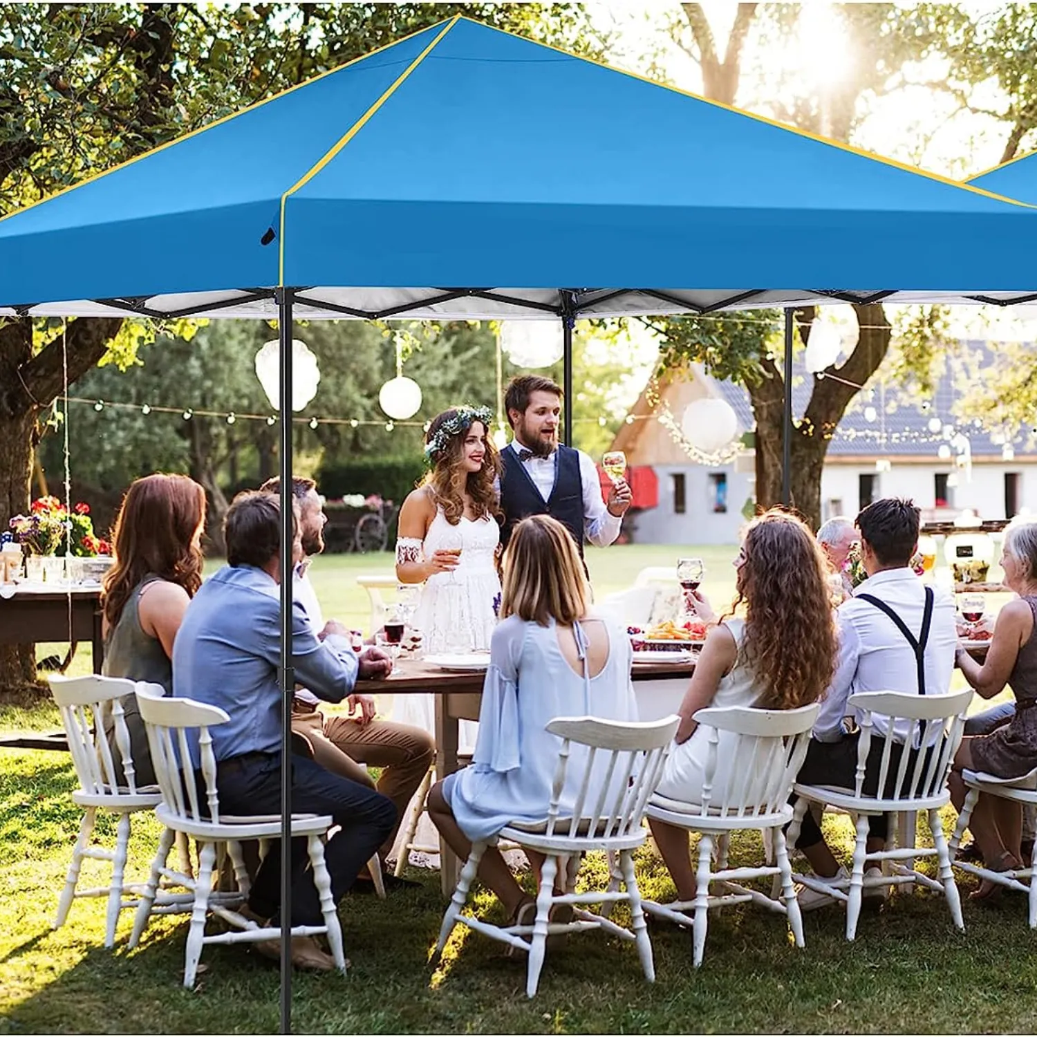 COBIZI 10x10 Pop-Up Outdoor Waterproof  Canopy with 4 Removable Sidewall and Mesh Windows