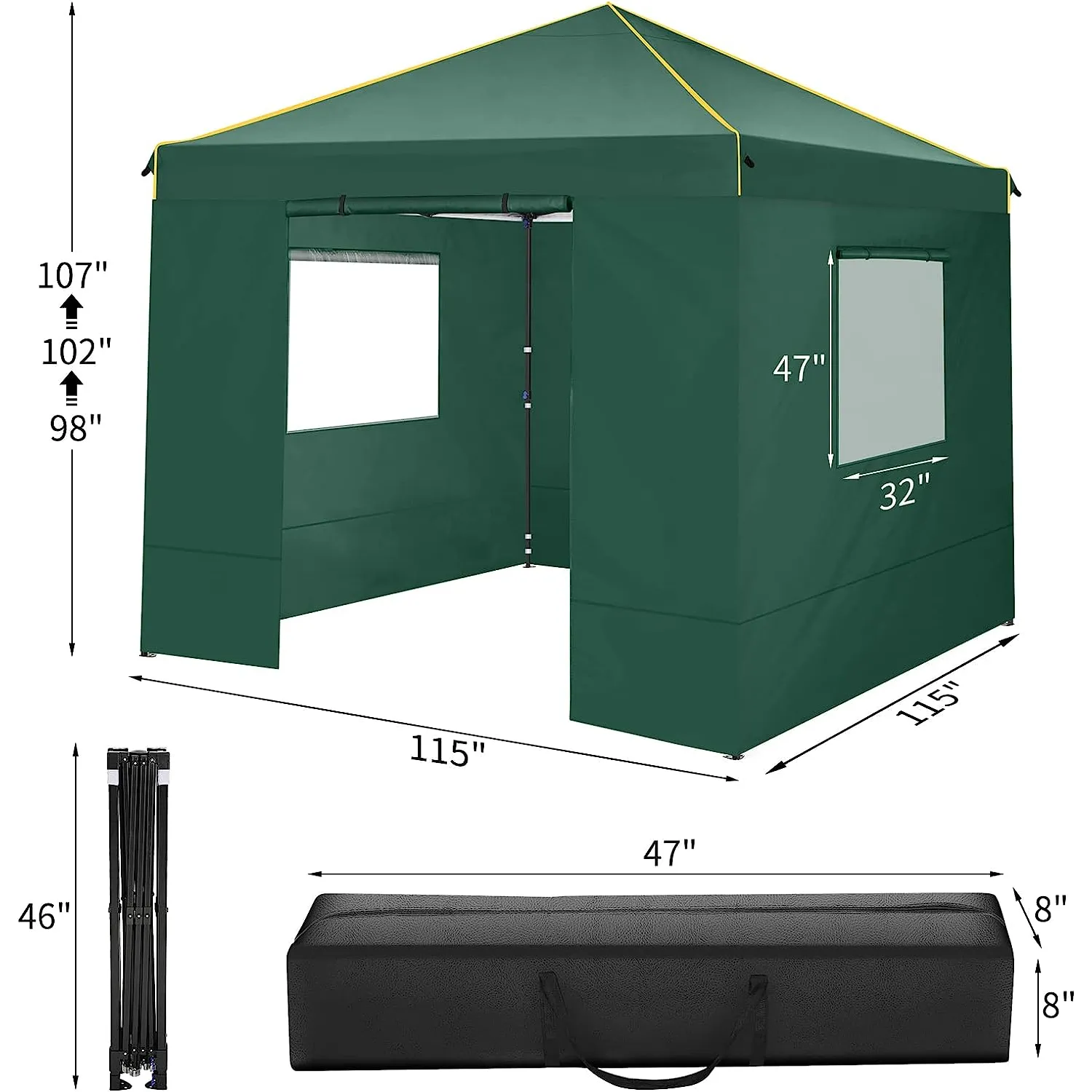 COBIZI 10x10 Pop-Up Outdoor Waterproof  Canopy with 4 Removable Sidewall and Mesh Windows