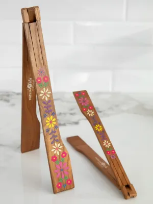 Collapsible Tongs, Set of 2 - Folk Flower