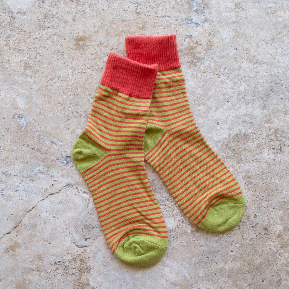 Coral & Olive Stripe Socks