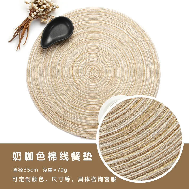 Dining Table Mat Cotton Yarn Western-Style Place round Mats