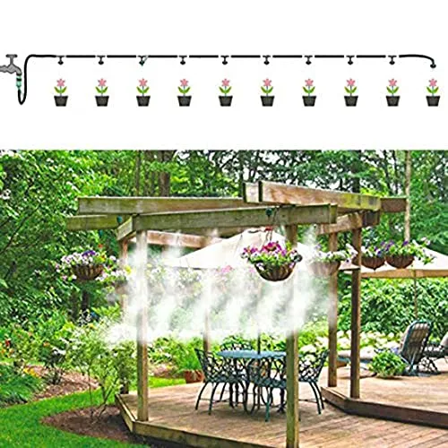 DIY Crafts Water Misting Cooling System Mist Sprinkler Nozzle Outdoor Garden Patio Greenhouse Plants Spray Hose Watering Kit (8 Pcs Misting Kit, Multi Included Pipe   Faucet Connector   Accessory)