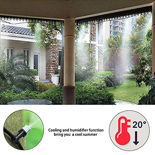 DIY Crafts Water Misting Cooling System Mist Sprinkler Nozzle Outdoor Garden Patio Greenhouse Plants Spray Hose Watering Kit (8 Pcs Misting Kit, Multi Included Pipe   Faucet Connector   Accessory)