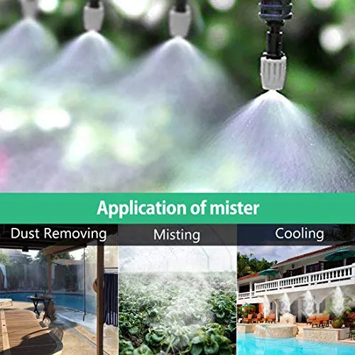 DIY Crafts Water Misting Cooling System Mist Sprinkler Nozzle Outdoor Garden Patio Greenhouse Plants Spray Hose Watering Kit (8 Pcs Misting Kit, Multi Included Pipe   Faucet Connector   Accessory)