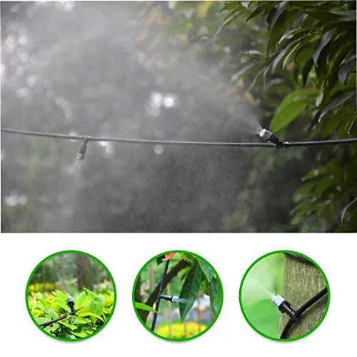 DIY Crafts Water Misting Cooling System Mist Sprinkler Nozzle Outdoor Garden Patio Greenhouse Plants Spray Hose Watering Kit (8 Pcs Misting Kit, Multi Included Pipe   Faucet Connector   Accessory)