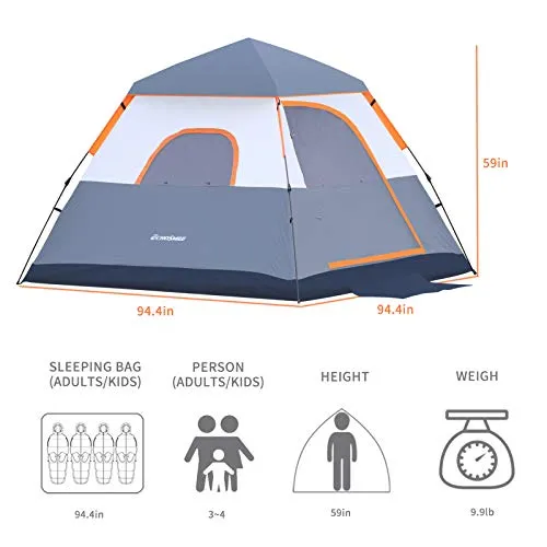 EchoSmile Camping Instant Tent, 8 Person Pop Up Tent