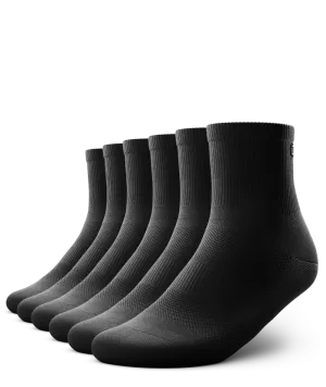 Flagship Quarter Socks Black 6-Pack