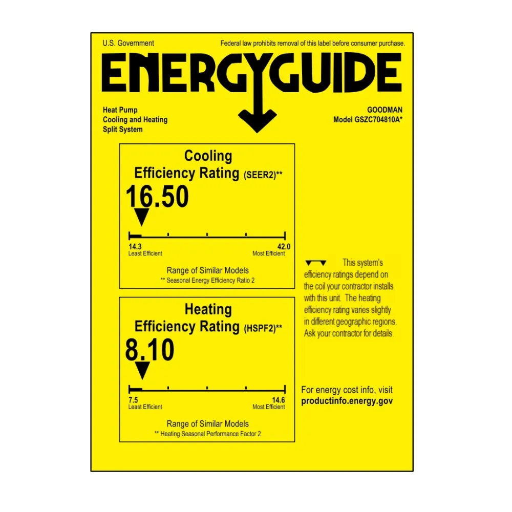 Goodman 4 Ton 17.2 SEER2 2-Stage Heat Pump GSZC704810