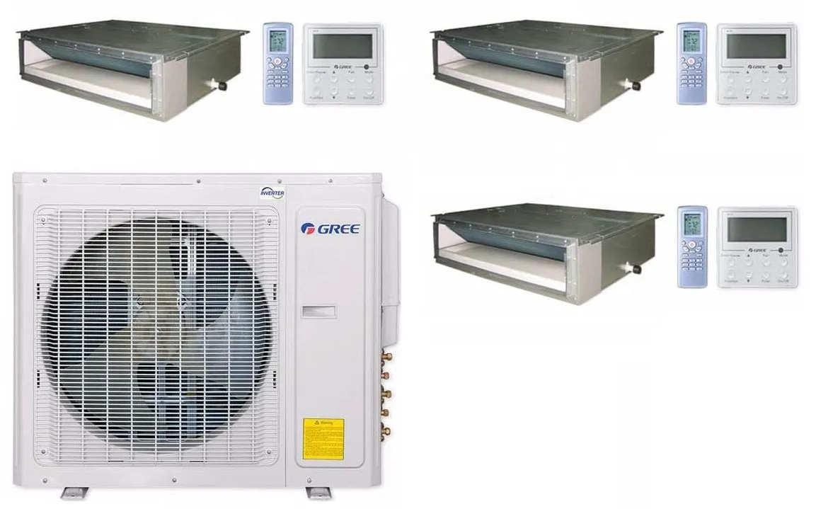 GREE Multi  Ultra Series 24,000 BTU 3-Zone Concealed Duct 9K 9K 9K Ductless Mini-Split System