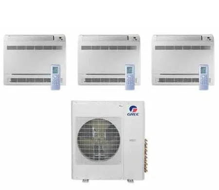 GREE Multi  Ultra Series 24,000 BTU 3-Zone Mini Floor Console 9K 12K 12K Ductless Mini-Split System