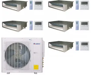 GREE Multi  Ultra Series 42,000 BTU 5-Zone Concealed Duct 9K 9K 9K 18K 18K Ductless Mini-Split System