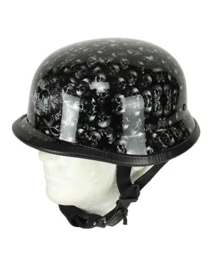 Grey Shiny Skull Graveyard German Novelty Helmet, H402-D3-GREY-DL