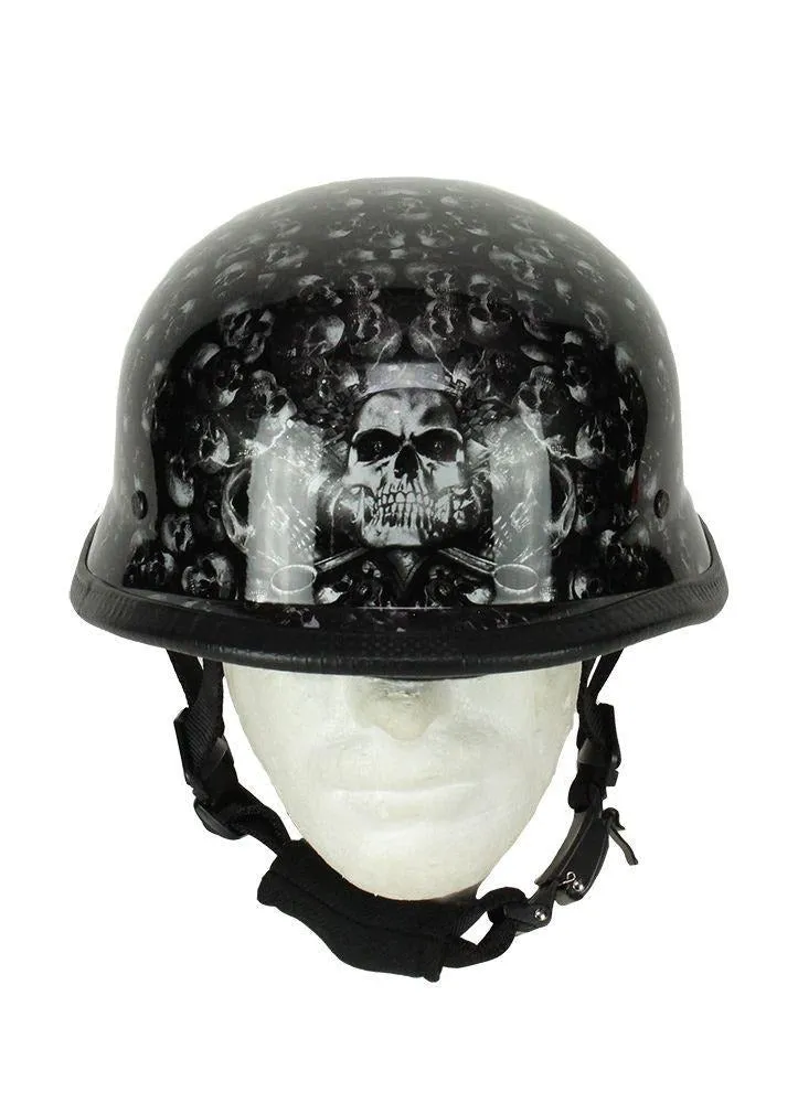 Grey Shiny Skull Graveyard German Novelty Helmet, H402-D3-GREY-DL