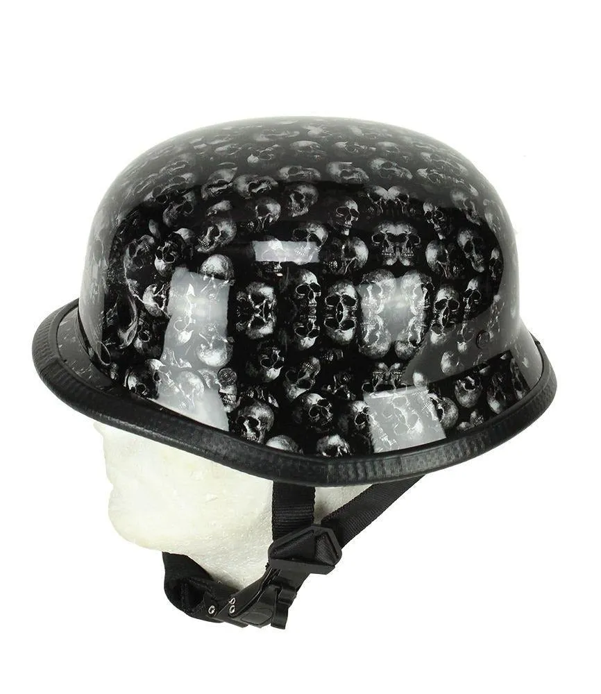 Grey Shiny Skull Graveyard German Novelty Helmet, H402-D3-GREY-DL