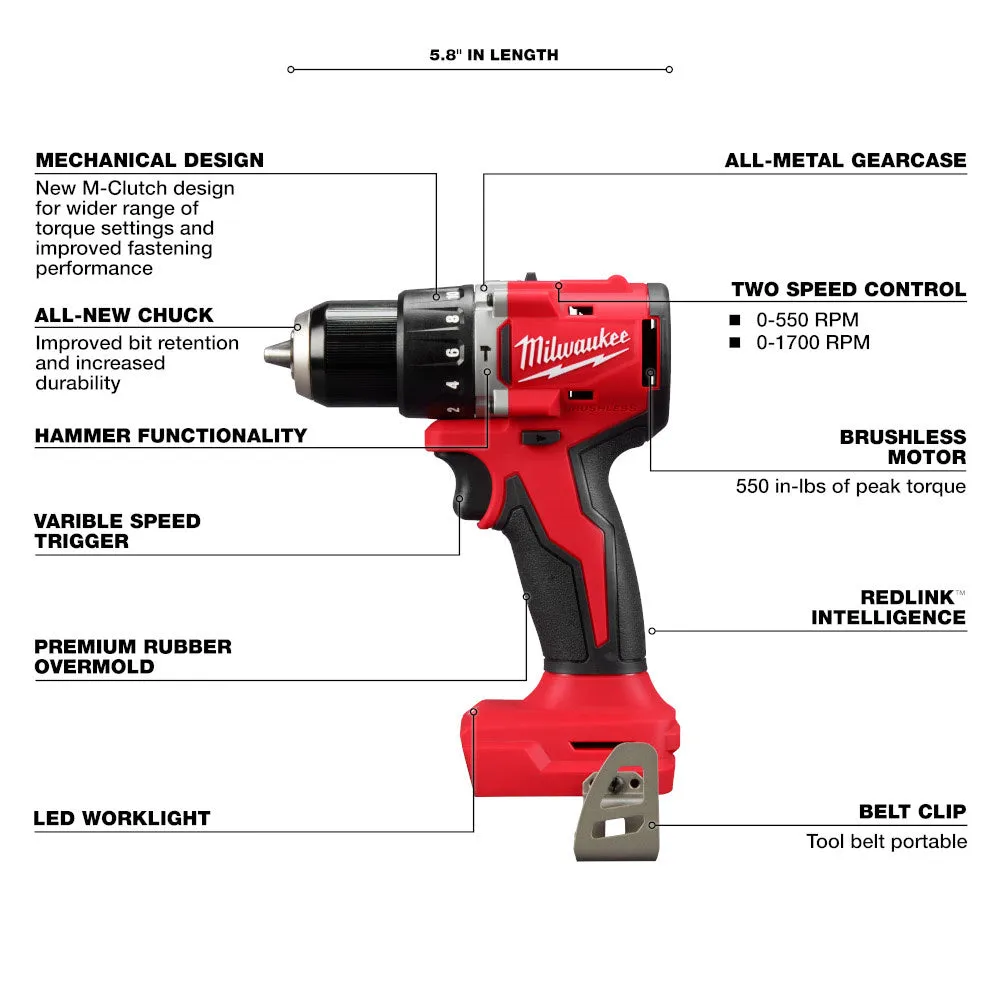 Milwaukee 3693-22CX M18 Compact Brushless 2-Tool Combo Kit