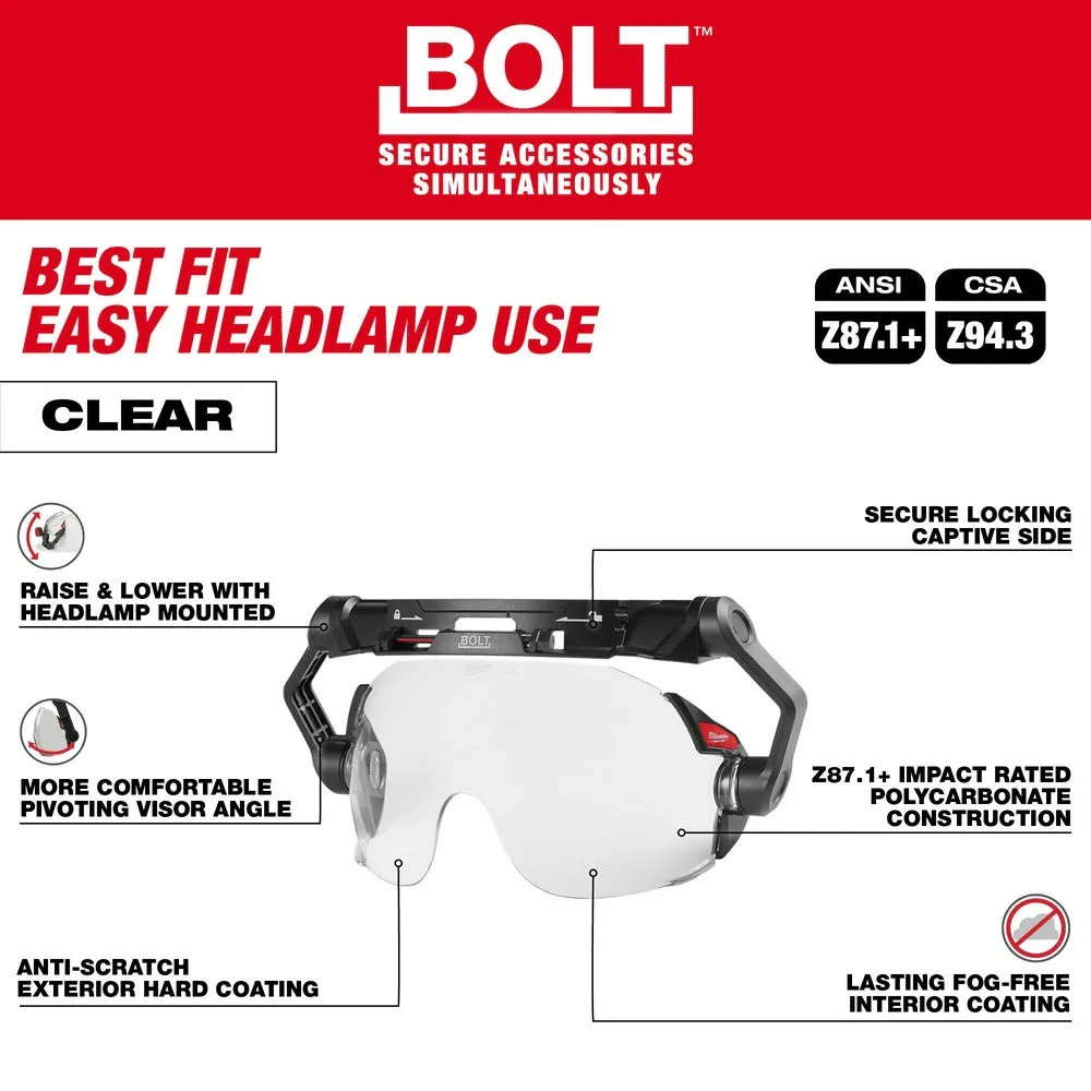 Milwaukee 48-73-1410 BOLT Eye Visor / Face Shield - Clear Dual Coat Lens (Compatible with Milwaukee Safety Helmets & Hard Hats)