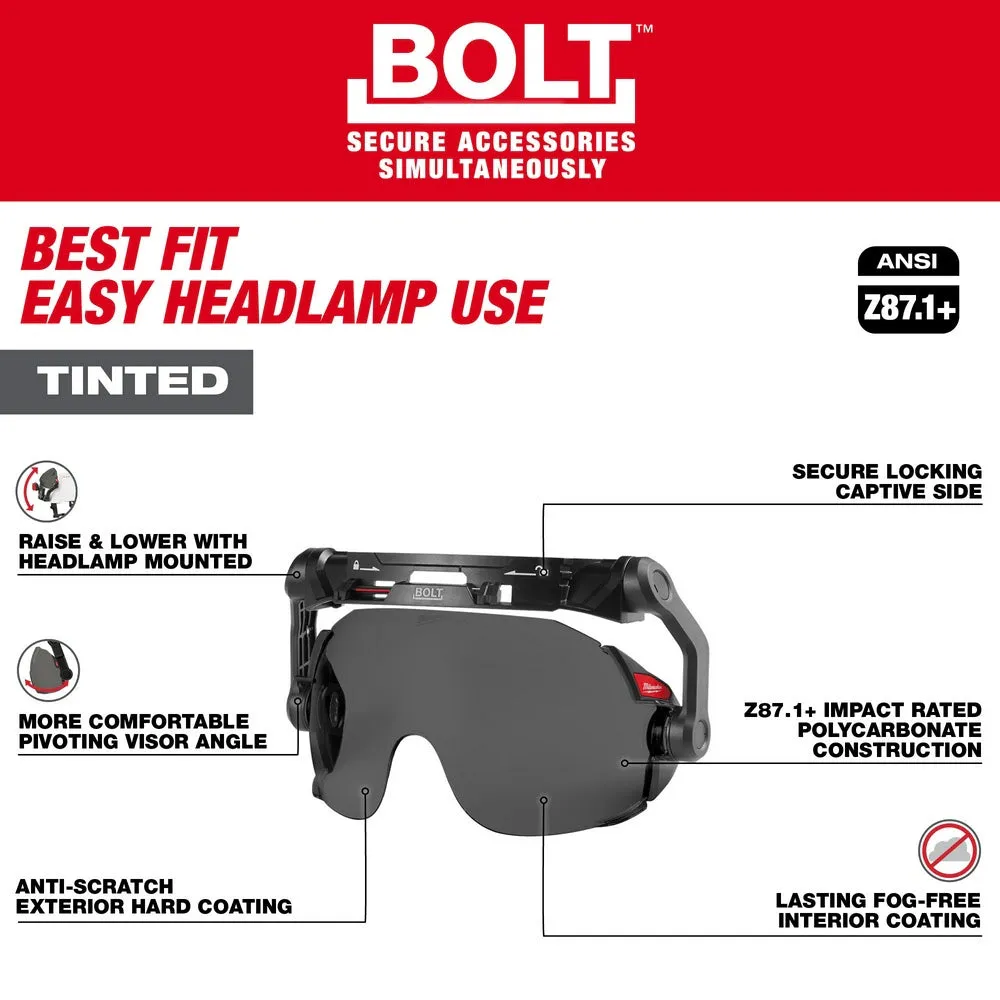 Milwaukee 48-73-1416 BOLT Eye Visor - Tinted Dual Coat Lens with Head Lamp Mount Bracket (Compatible with Milwaukee Safety Helmets)