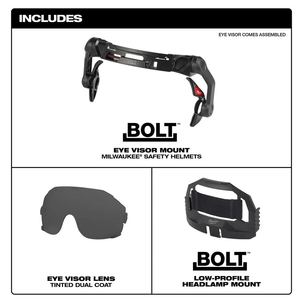 Milwaukee 48-73-1416 BOLT Eye Visor - Tinted Dual Coat Lens with Head Lamp Mount Bracket (Compatible with Milwaukee Safety Helmets)