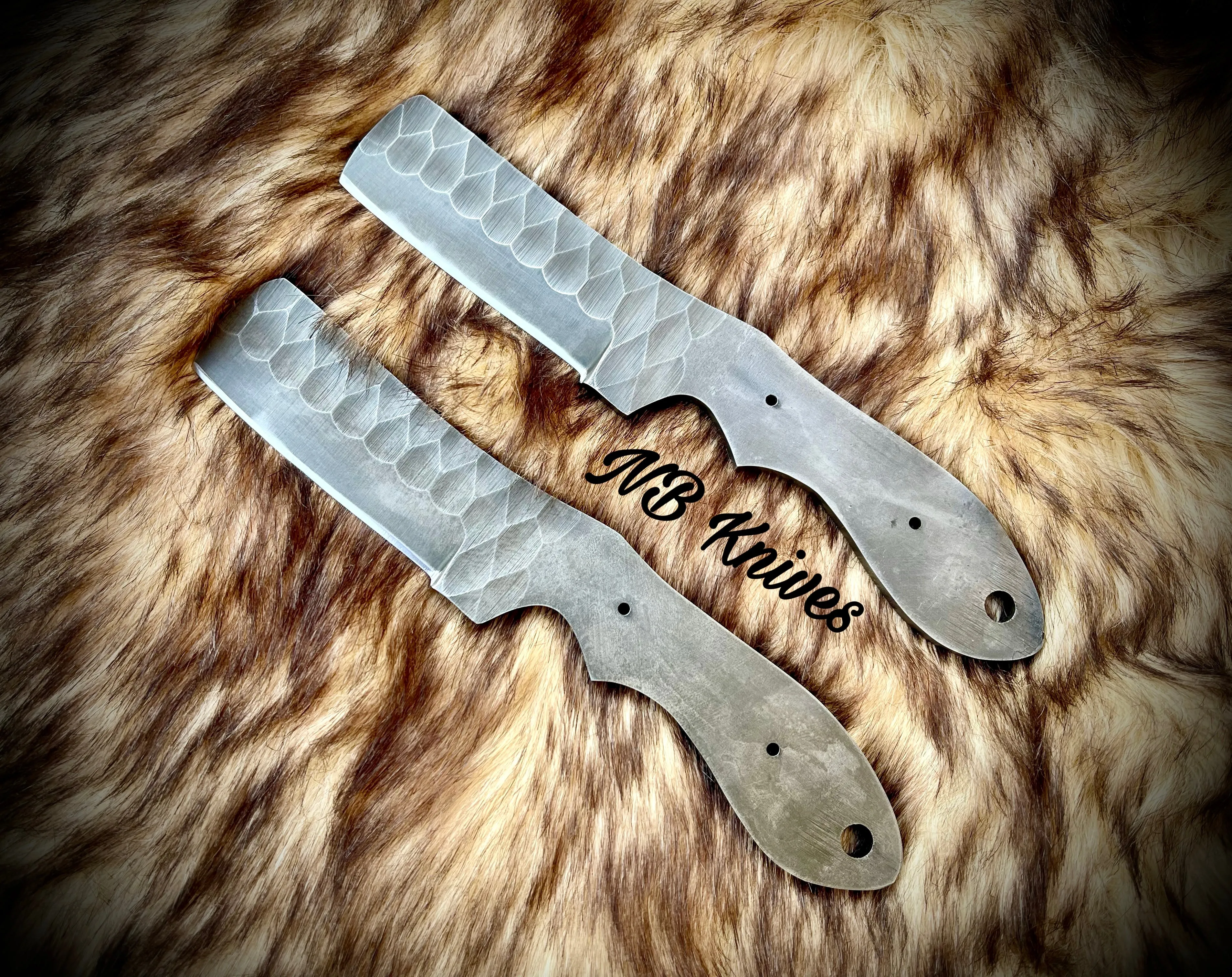 |NB KNIVES| CUSTOM HANDMADE LOT OF 2 1095 HIGH CARBON STEEL BULL CUTTER BLANK BLADES WITH LEATHER SHEATHS