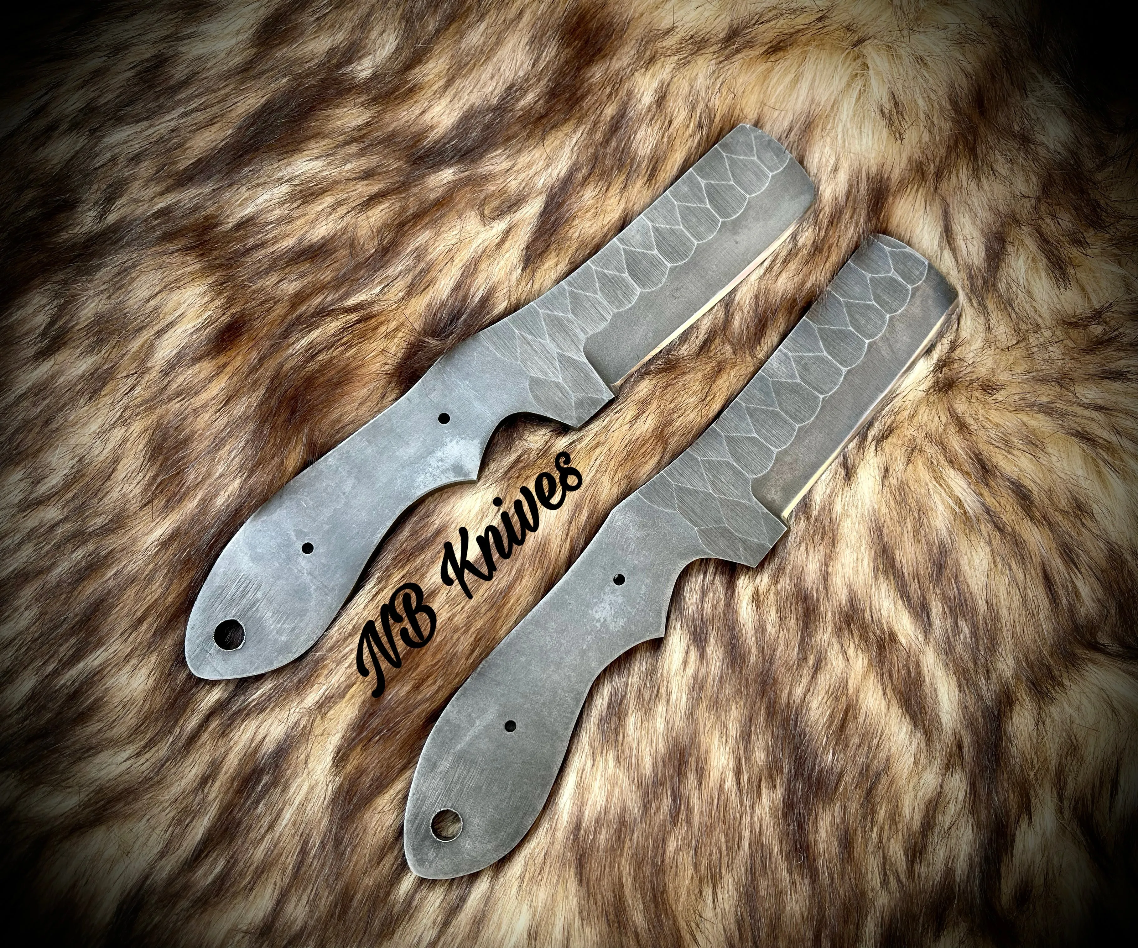 |NB KNIVES| CUSTOM HANDMADE LOT OF 2 1095 HIGH CARBON STEEL BULL CUTTER BLANK BLADES WITH LEATHER SHEATHS