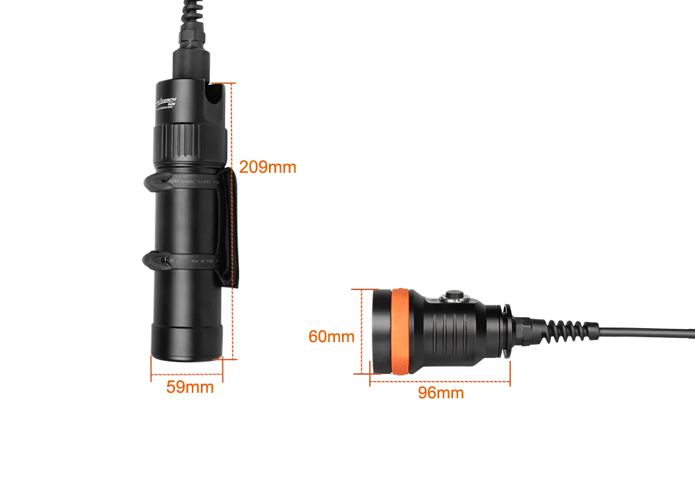 OrcaTorch D630 V2.0 Umbilical Canister Dive Torch