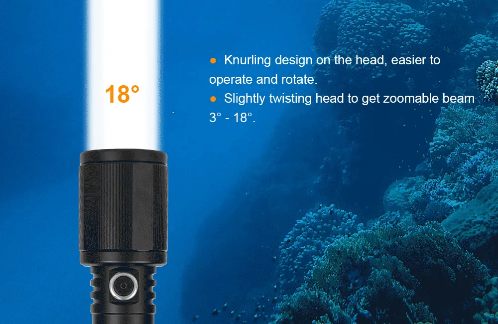 OrcaTorch D720 Dive Torch with 425000cd 1300 Beam Meters Throw 150 Meters Depth