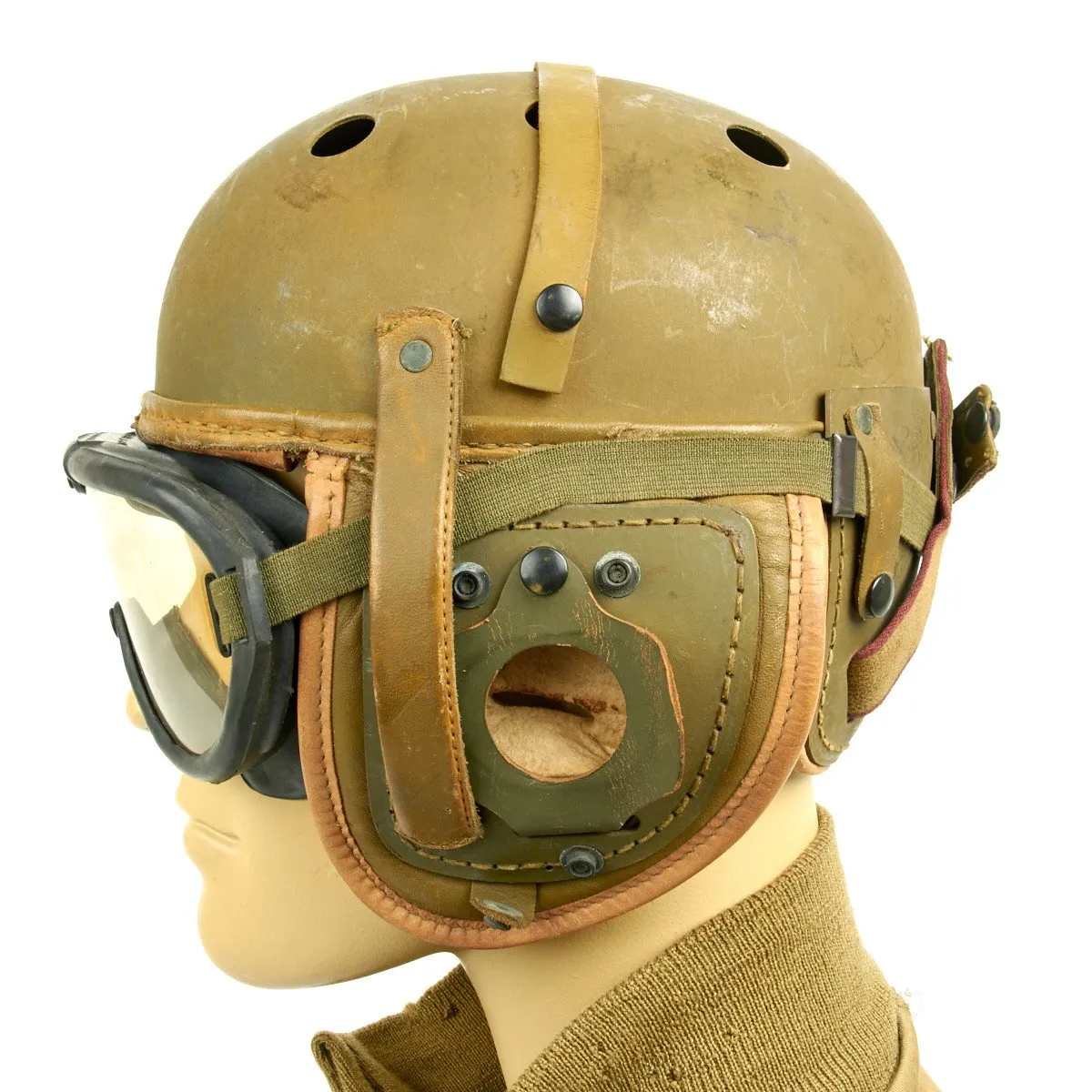 Authentic WWII U.S. 3rd Armored Division Staff Sergeant Tanker Collection- Includes Jacket, M38 Helmet, and Polaroid Goggles