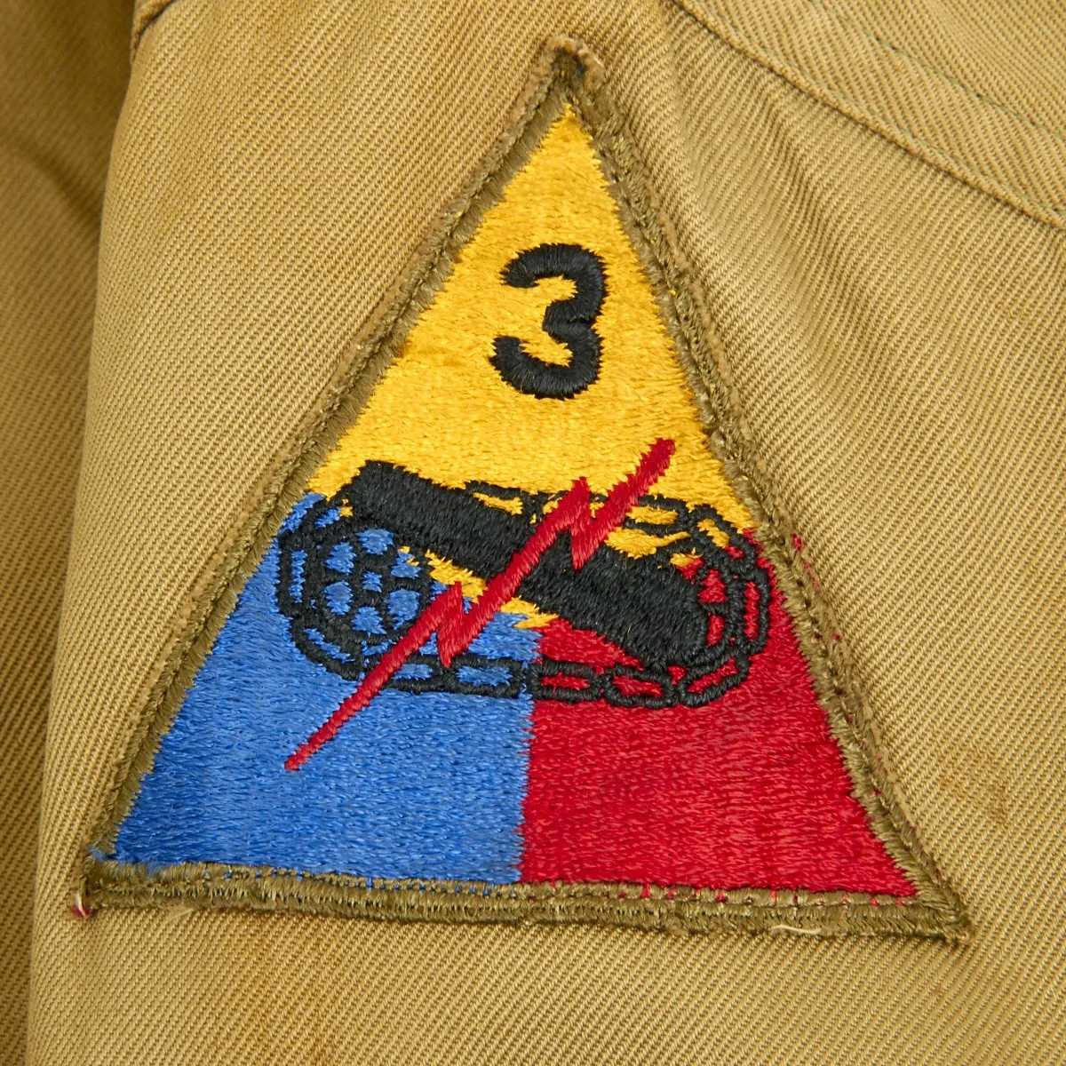 Authentic WWII U.S. 3rd Armored Division Staff Sergeant Tanker Collection- Includes Jacket, M38 Helmet, and Polaroid Goggles