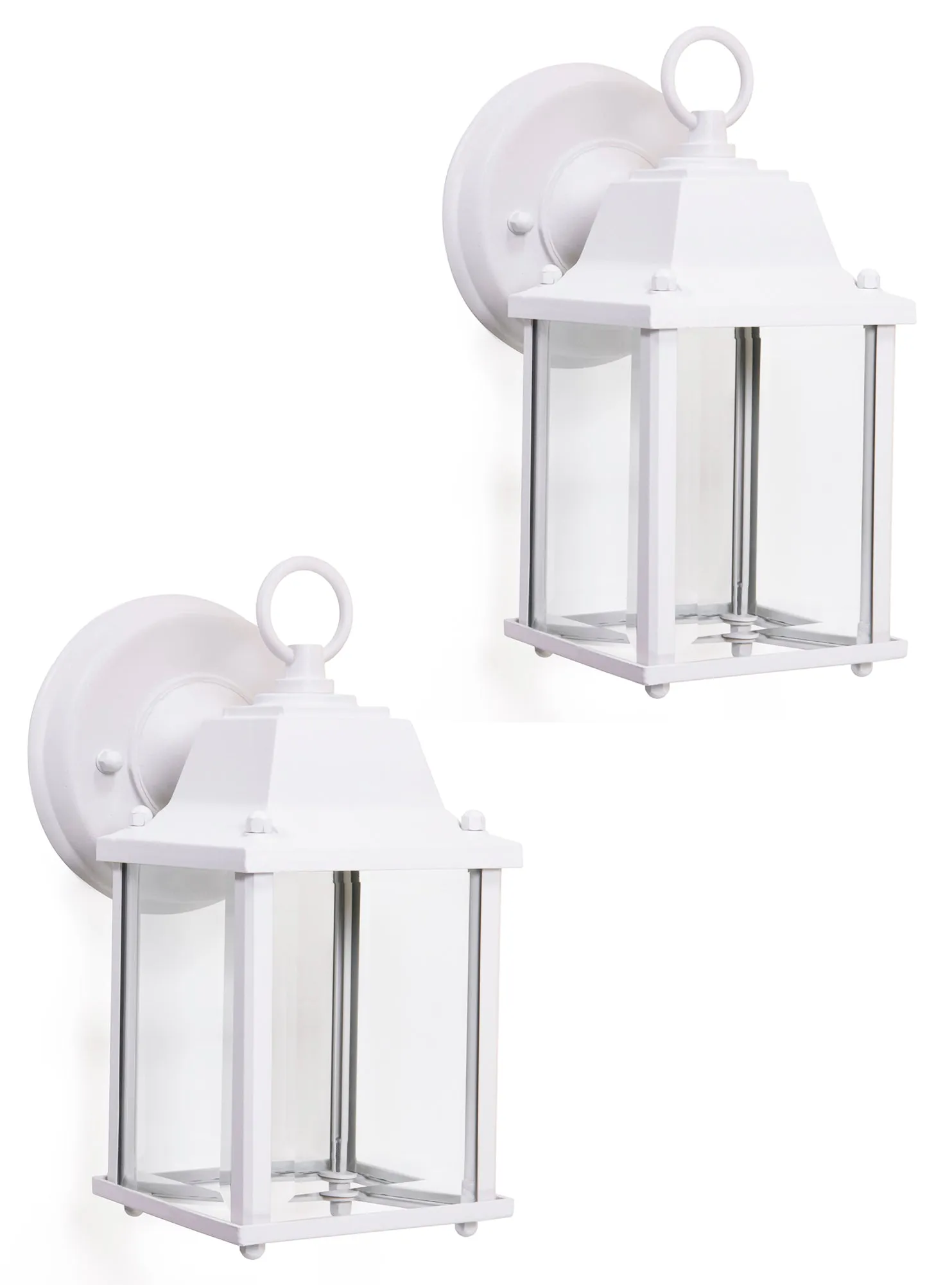 Outdoor Integrated LED Wall Porch Light, 800 Lumens, 3K, Wet Location, Black or White Finish with Beveled Glass