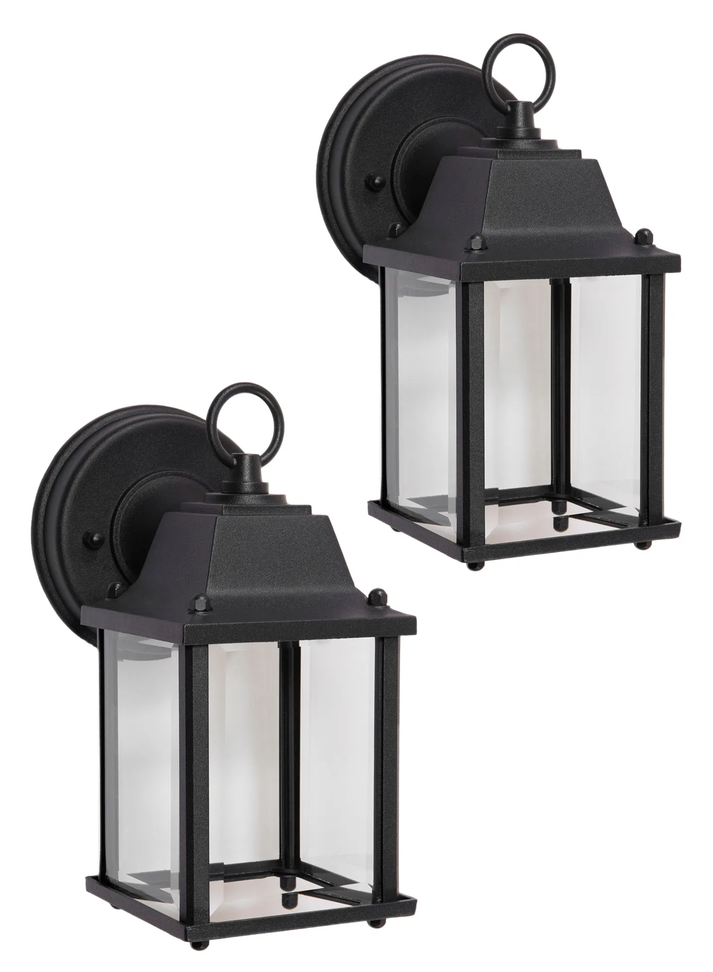 Outdoor Integrated LED Wall Porch Light, 800 Lumens, 3K, Wet Location, Black or White Finish with Beveled Glass