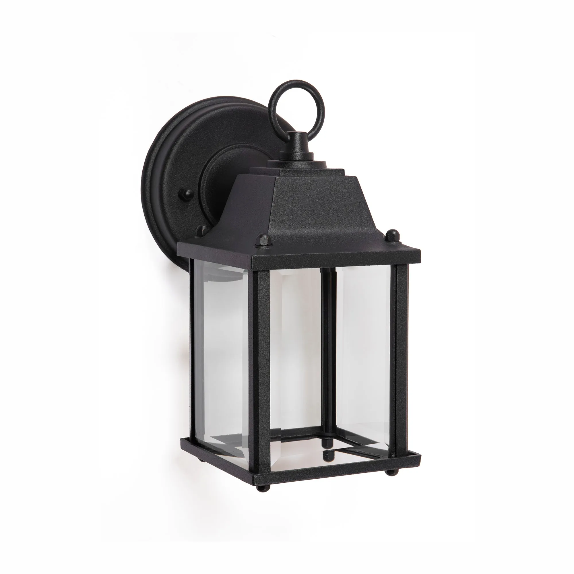 Outdoor Integrated LED Wall Porch Light, 800 Lumens, 3K, Wet Location, Black or White Finish with Beveled Glass