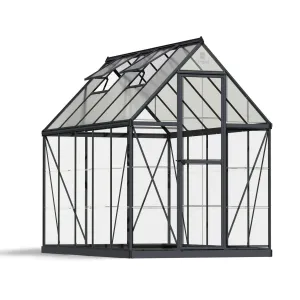 Palram - Canopia | 6x10 Ft Hybrid Greenhouse Kit - Gray With 0.8mm Polycarbonate Glazing