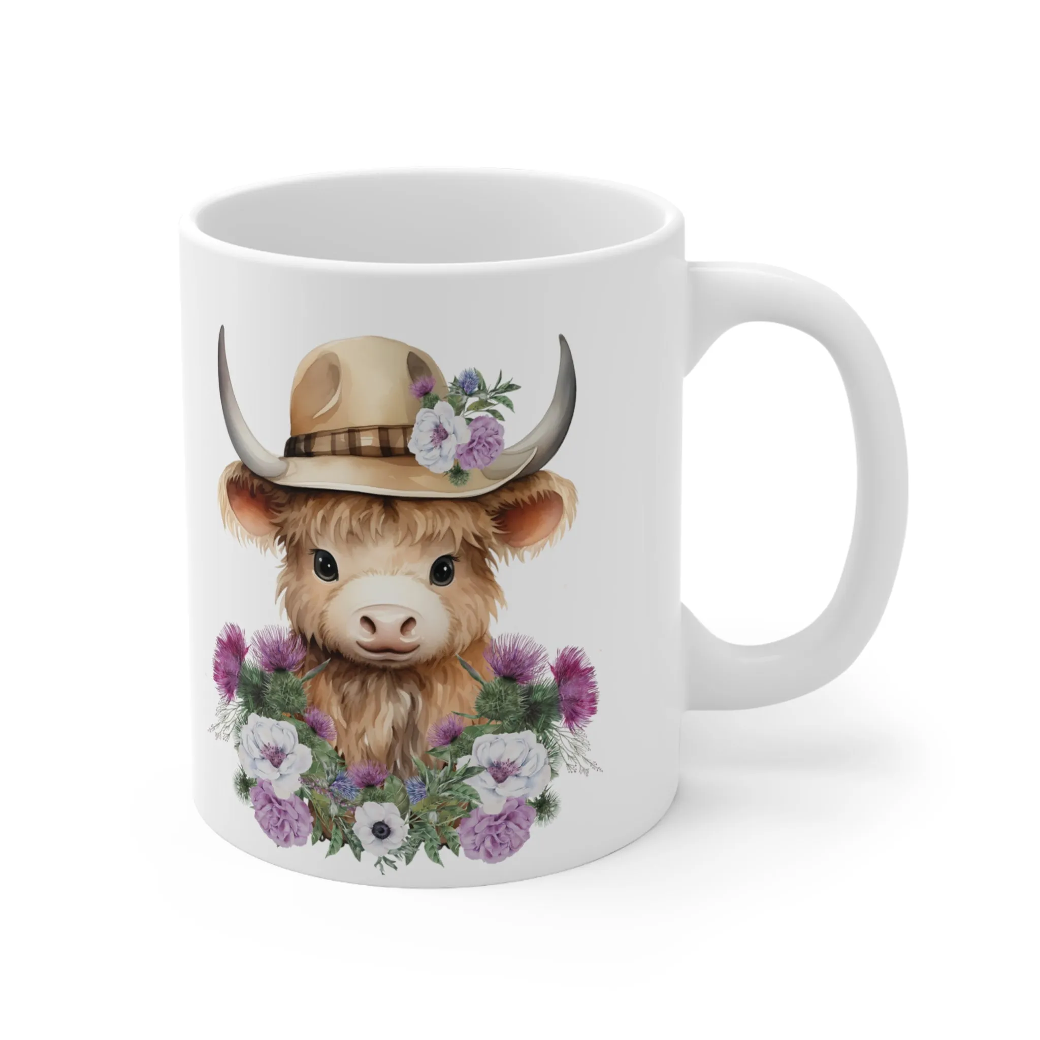 Personalised/Non Personalised Highland Cow, Ceramic Mug 11oz, Highland Cow Mug