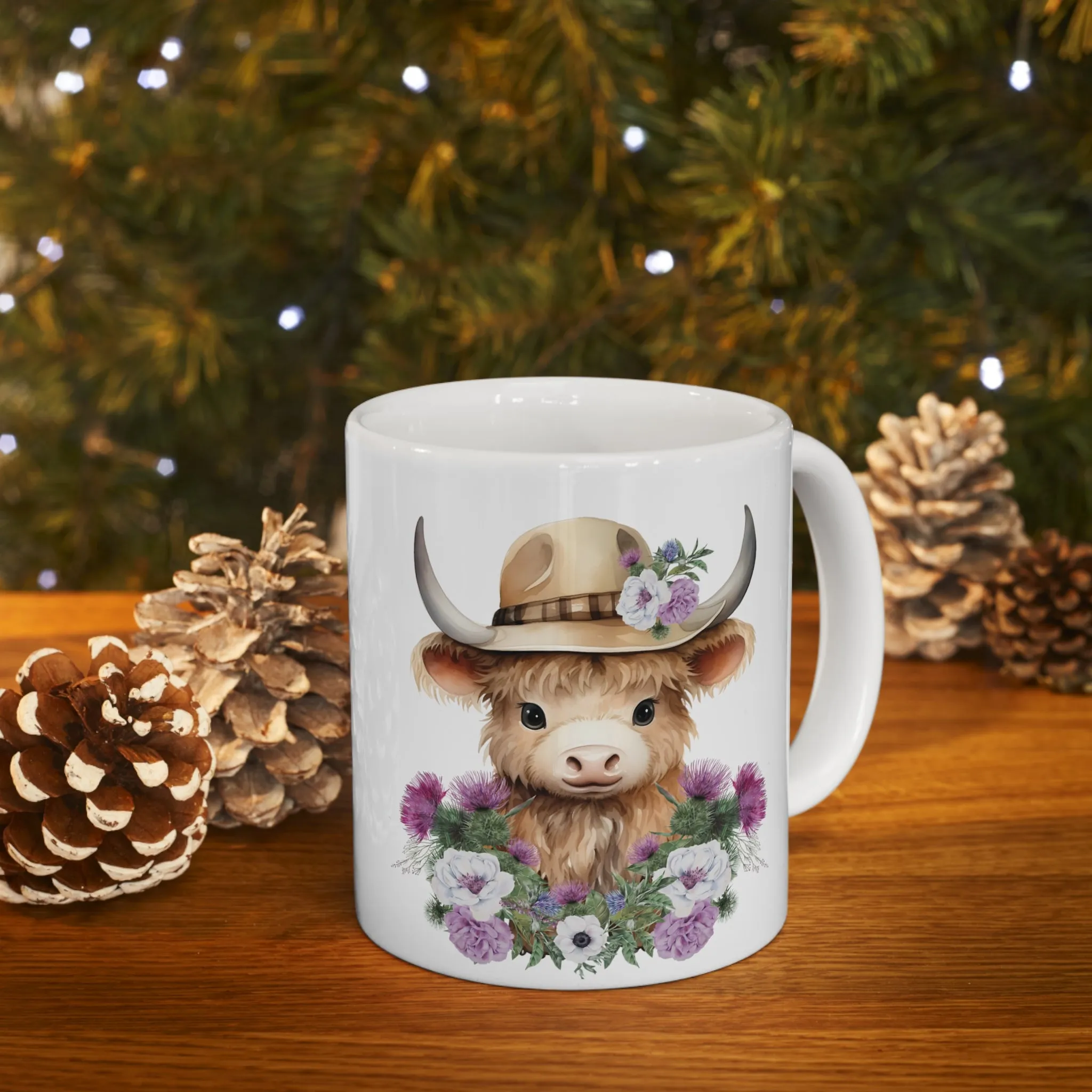 Personalised/Non Personalised Highland Cow, Ceramic Mug 11oz, Highland Cow Mug