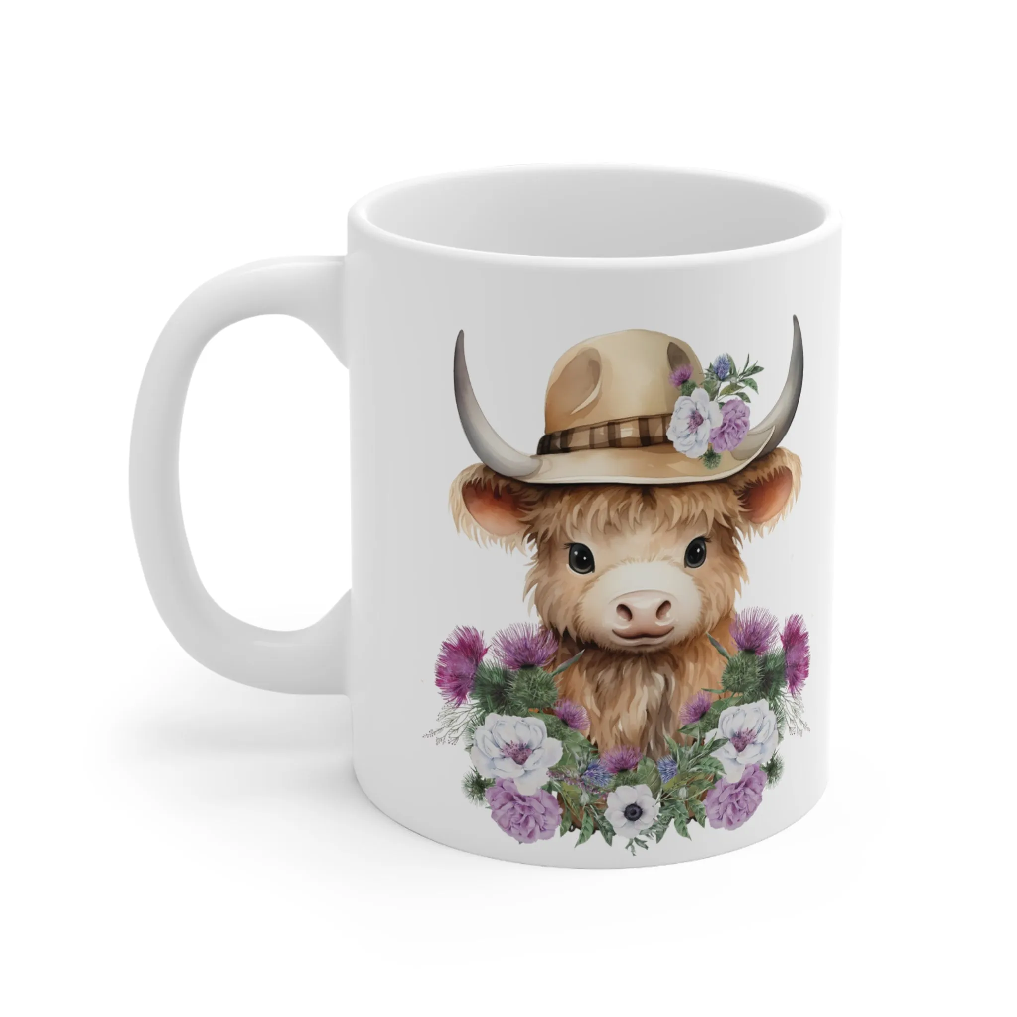 Personalised/Non Personalised Highland Cow, Ceramic Mug 11oz, Highland Cow Mug