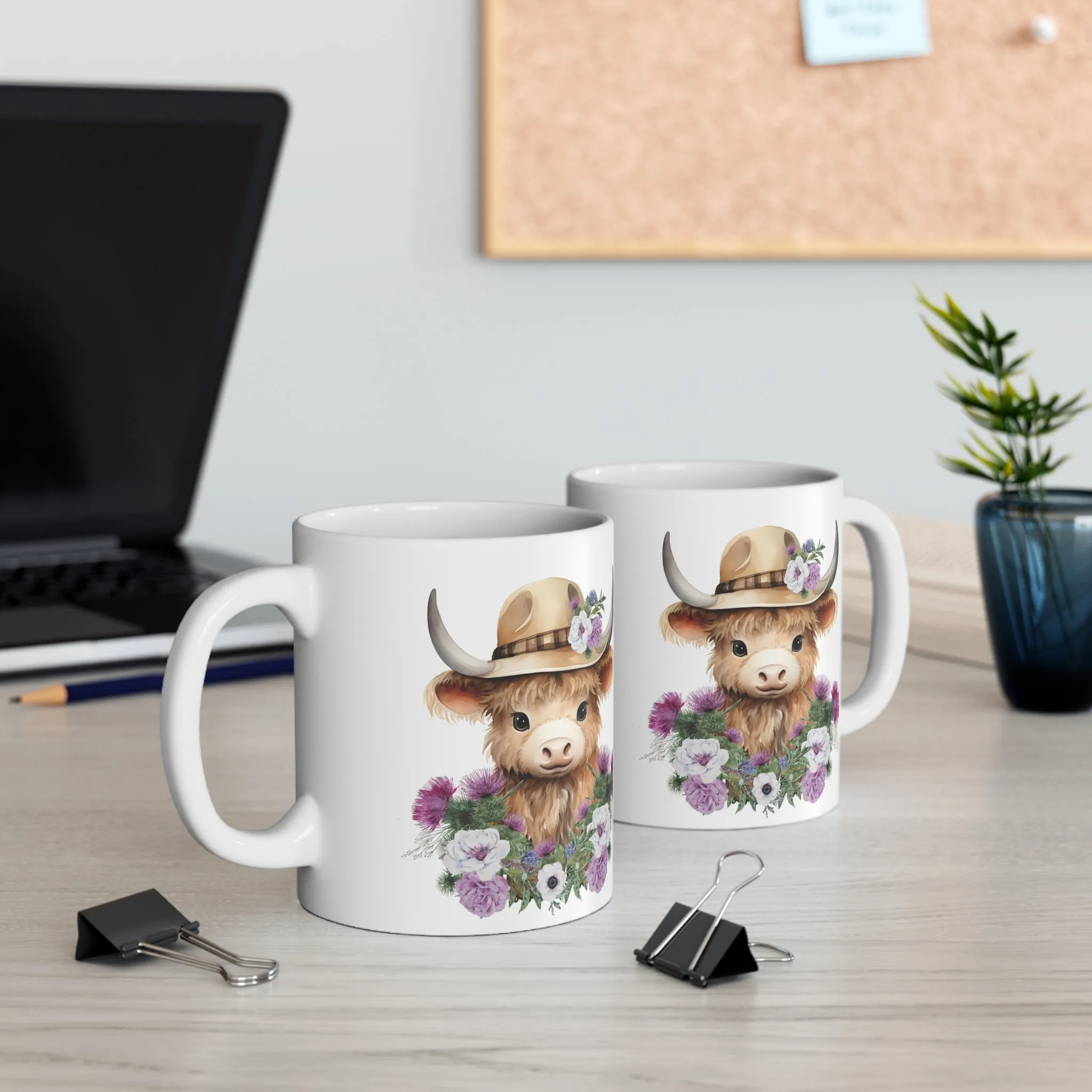 Personalised/Non Personalised Highland Cow, Ceramic Mug 11oz, Highland Cow Mug