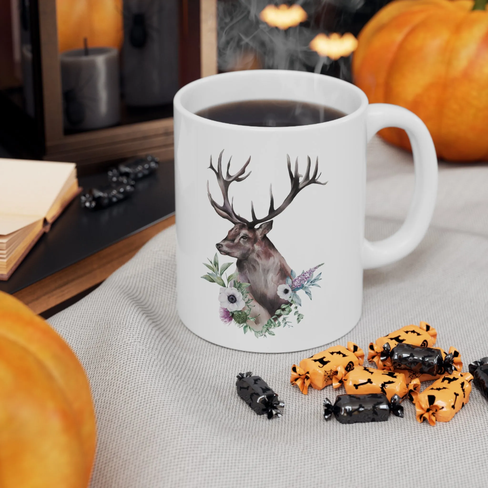 Personalised/Non Personalised Scottish Stag, Ceramic Mug 11oz