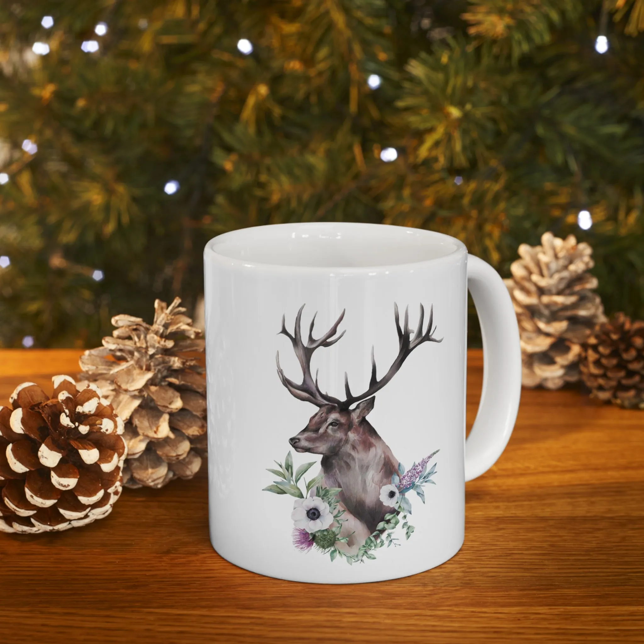 Personalised/Non Personalised Scottish Stag, Ceramic Mug 11oz