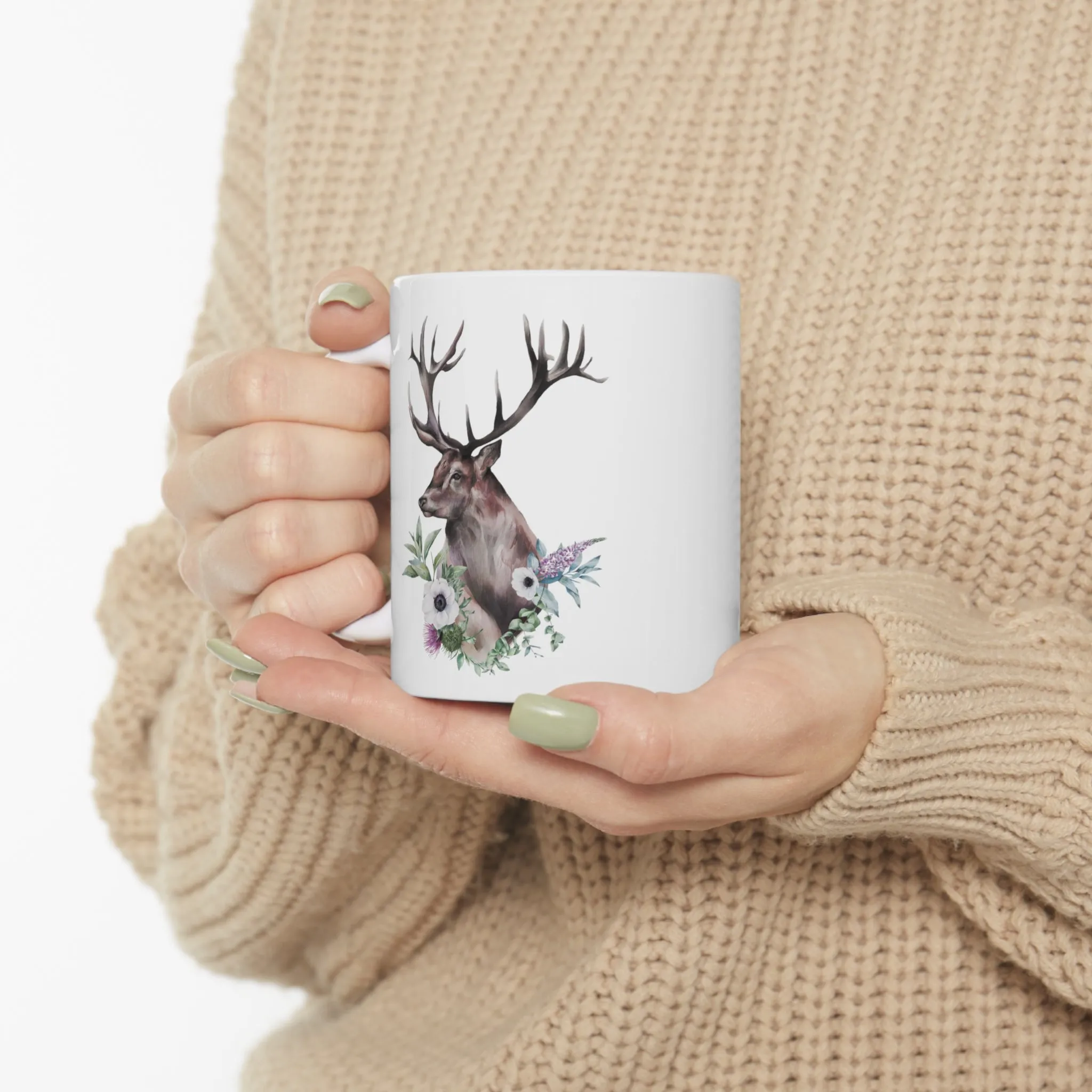 Personalised/Non Personalised Scottish Stag, Ceramic Mug 11oz